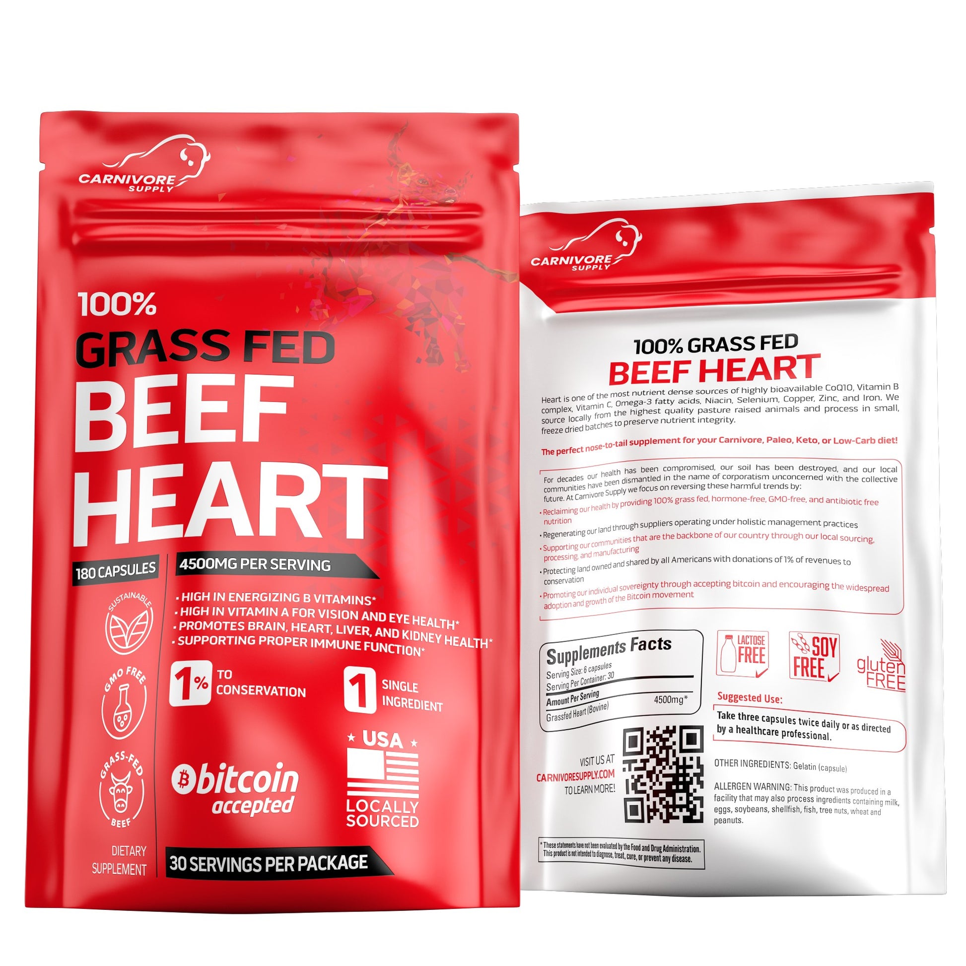 Beef Heart Capsules — front and back packaging
