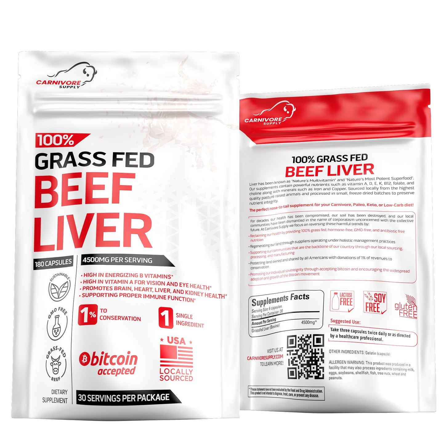 Beef Liver Capsules — front and back packaging