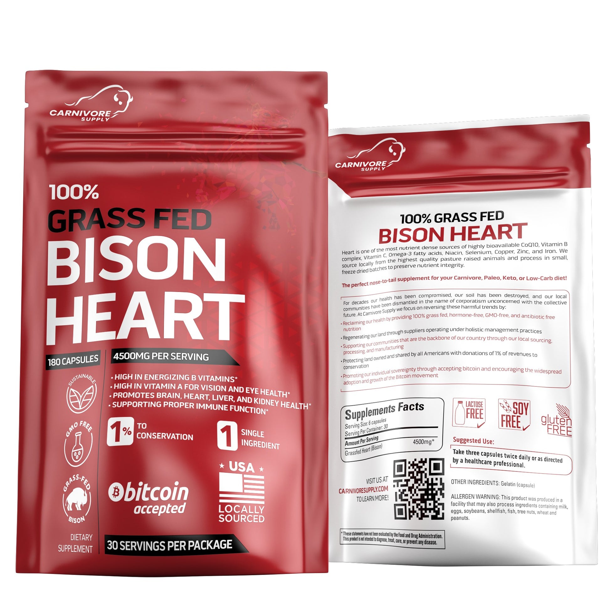 Bison Heart Capsules — front and back packaging