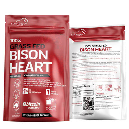 Bison Heart Capsules — front and back packaging