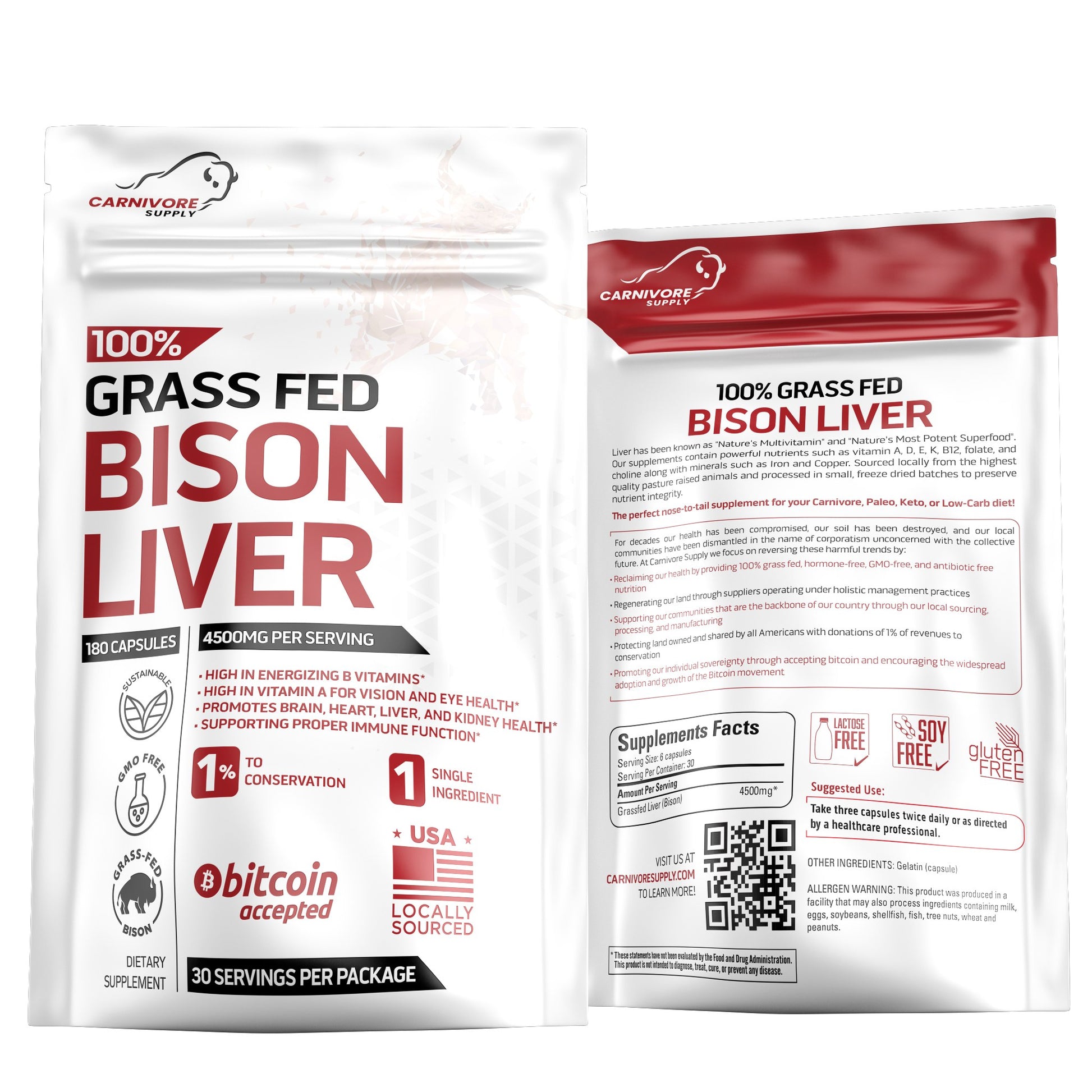 Bison Liver Capsules — front and back packaging
